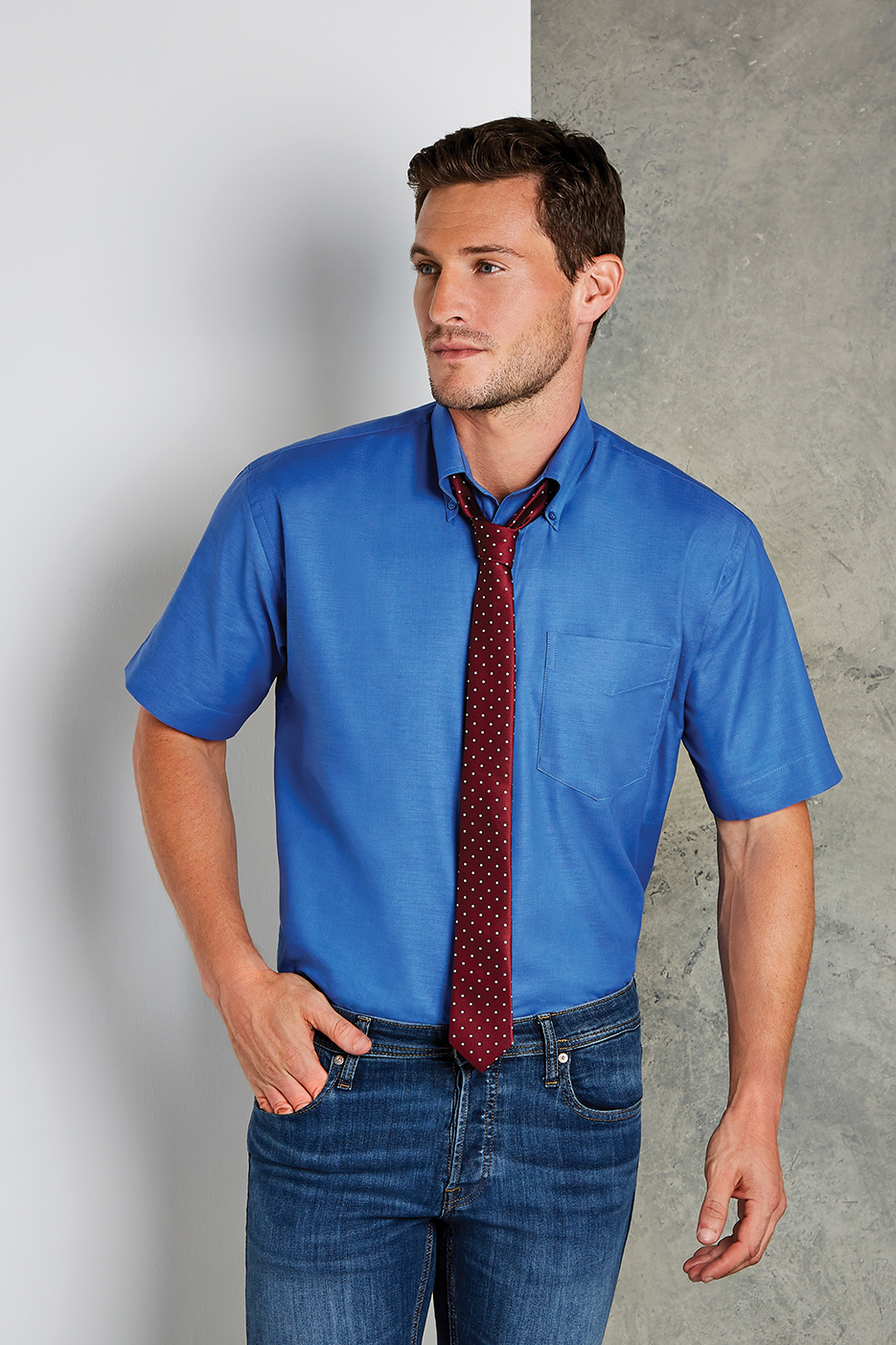 Men`s Classic Fit Workwear Oxford Shirt Short Sleeve K350