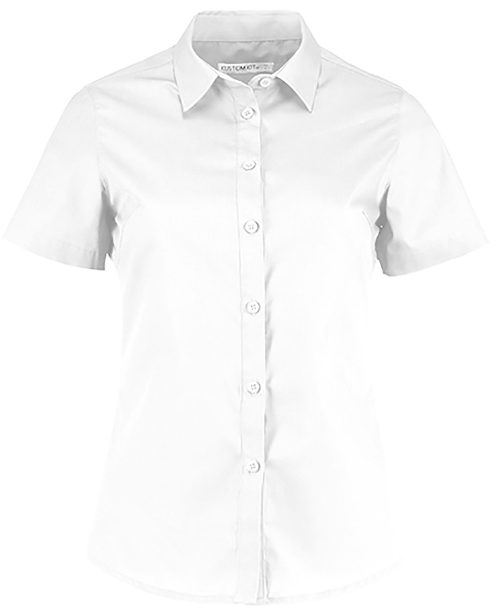 Women`s Tailored Fit Poplin Shirt Short Sleeve Kustom Kit K241