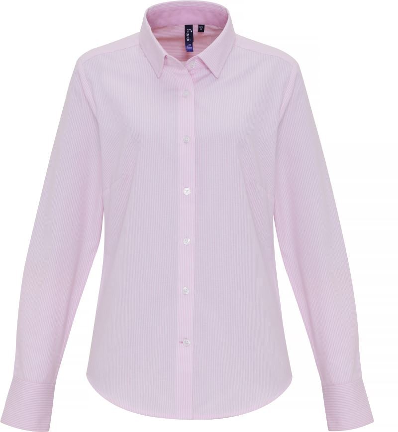Ladies’ Cotton Rich Oxford Stripes Shirt Premier PR338