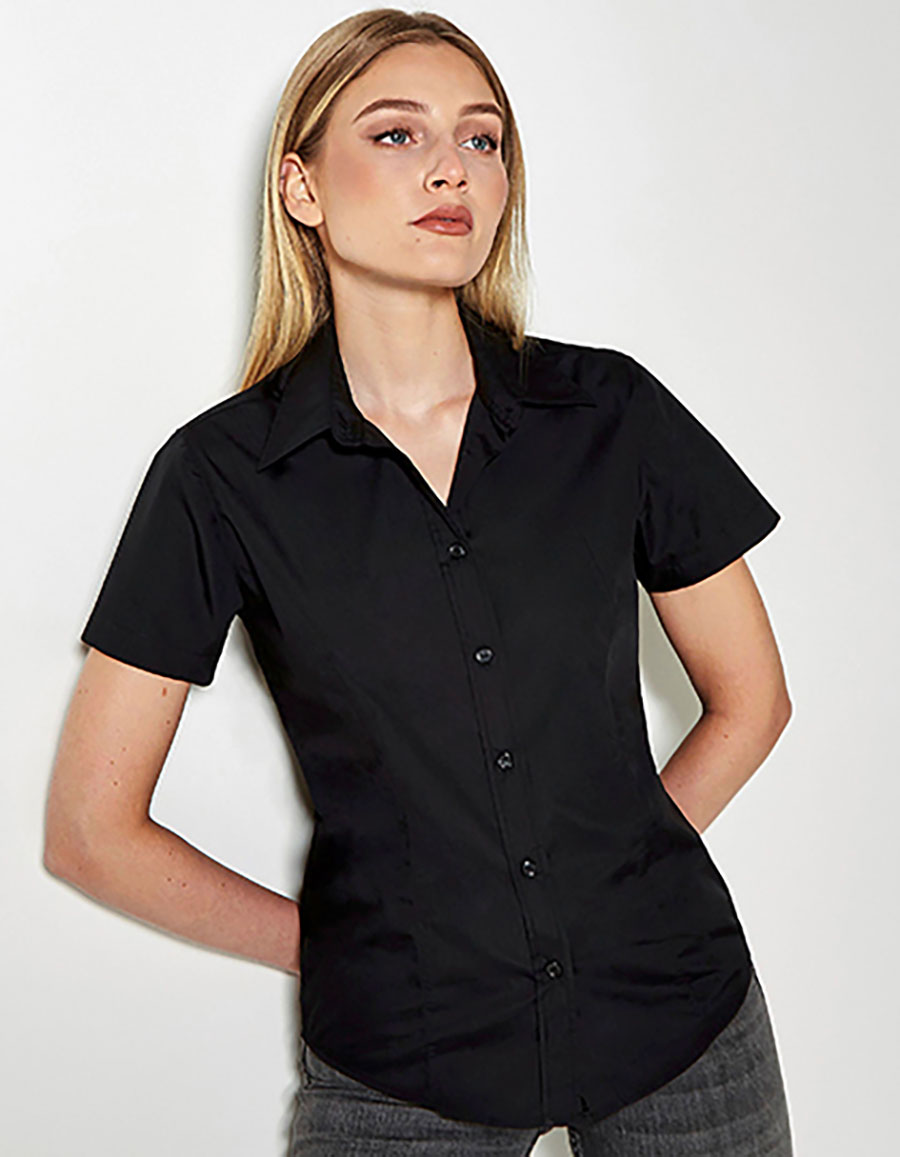 Women`s Classic Fit Workforce Poplin Shirt Short Sleeve Kustom Kit K728